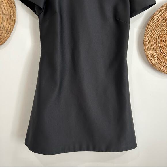 CO Collections Neutral Black Minimalist Short Sleeve Mini A-Line Dress Medium - Picture 5 of 12